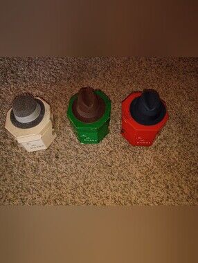 Mini Dobbs New York salesman sample hats in boxes set of three.